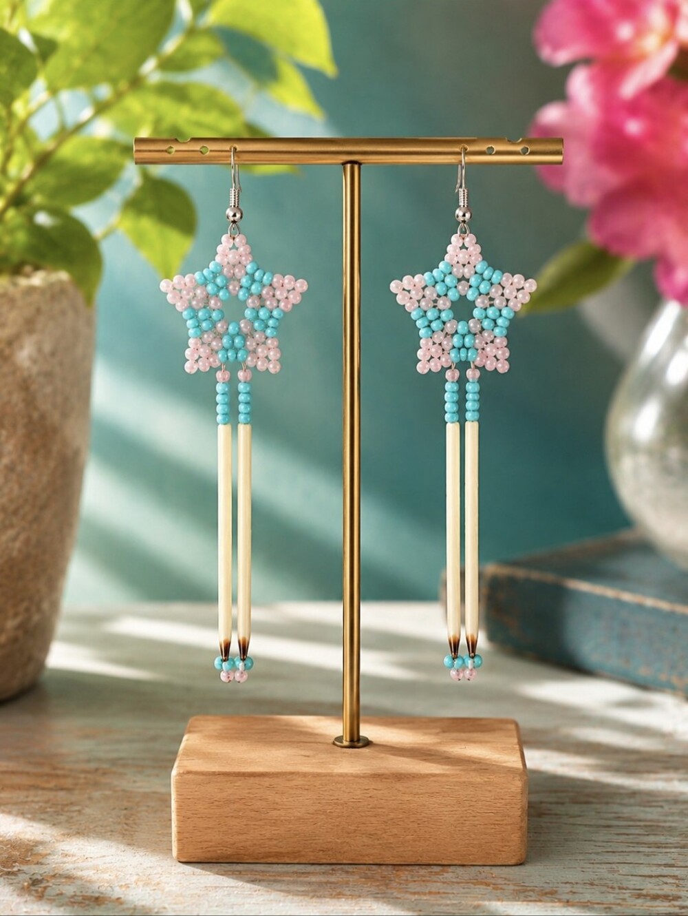 Handcrafted Beaded Star Earrings